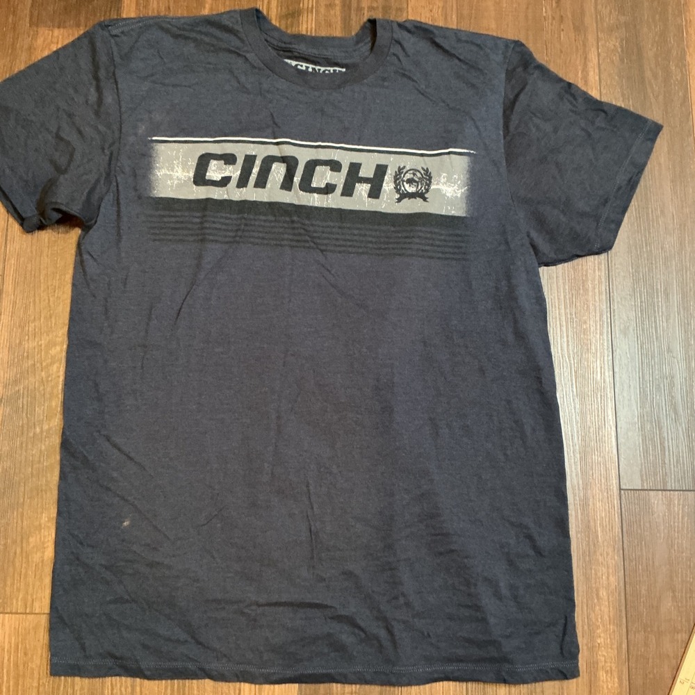 Cinch Western Graphic T-Shirt Charcoal Grey Logo Distressed XL Mens Tee